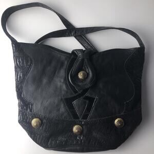 Vittorio Perini Shoulderbag Genuine Leather Usa Vintage handbag purse black gold